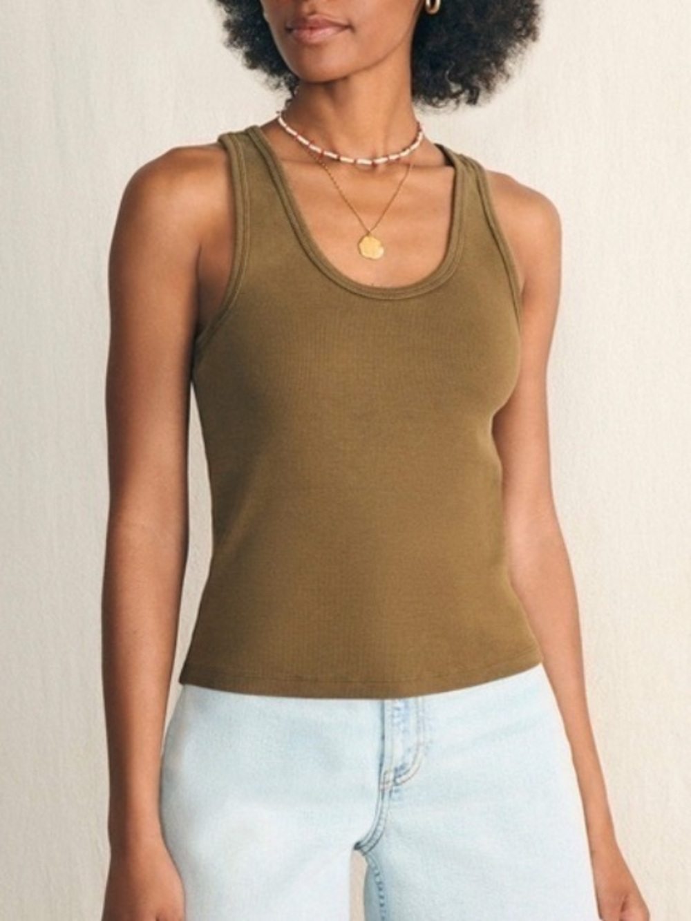 FAHERTY ✨ Sunwashed Ribbed Tank Top in Military Olive